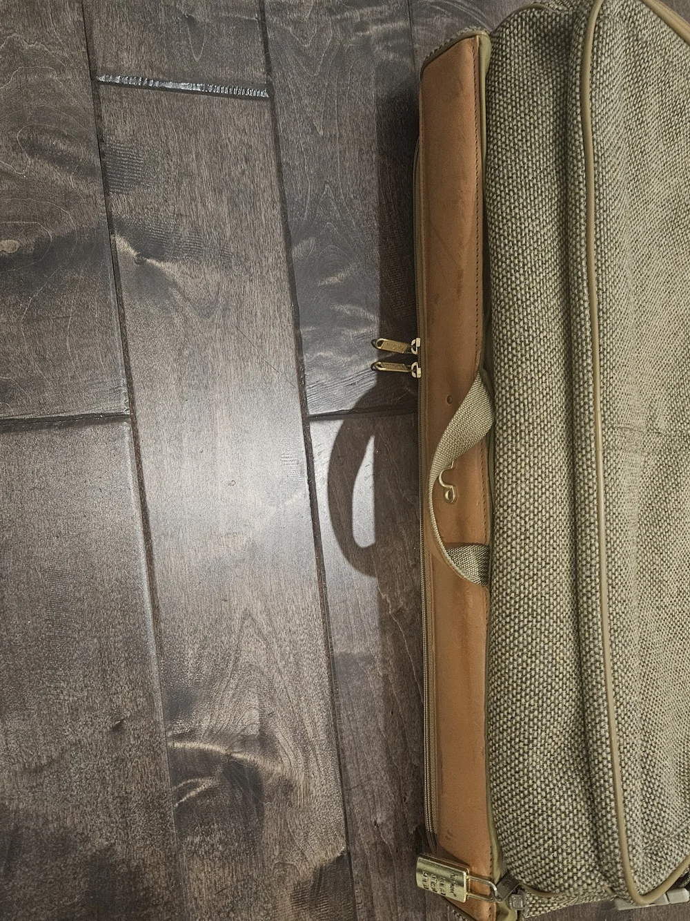 Men's Vintage Hartman Tweed Travel Garment Bag with Tan Leather Trim